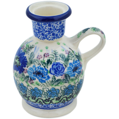 Polish Pottery Candle Holder 4&quot; Blue Meadow UNIKAT
