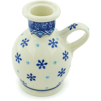 Polish Pottery Candle Holder 4&quot; Blue Snowflake