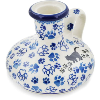 Polish Pottery Candle Holder 4&quot; Boo Boo Kitty Paws