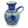 Polish Pottery Candle Holder 4&quot; Brilliant Blue Rose UNIKAT