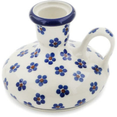 Polish Pottery Candle Holder 4&quot; Daisy Dots