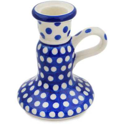 Polish Pottery Candle Holder 4&quot; Dot Around UNIKAT
