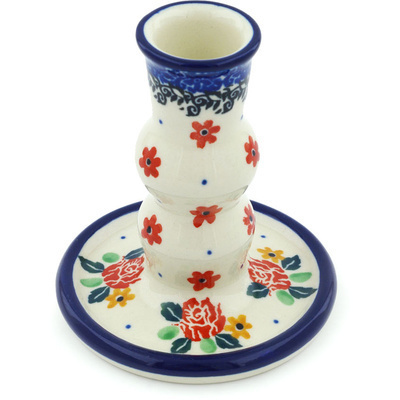 Polish Pottery Candle Holder 4&quot; Garden Party