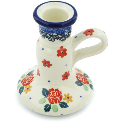 Polish Pottery Candle Holder 4&quot; Garden Party