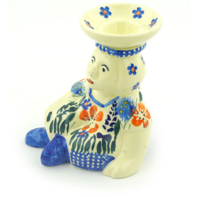 Polish Pottery Candle Holder 4&quot;