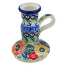 Polish Pottery Candle Holder 4&quot; Iris Meadow UNIKAT