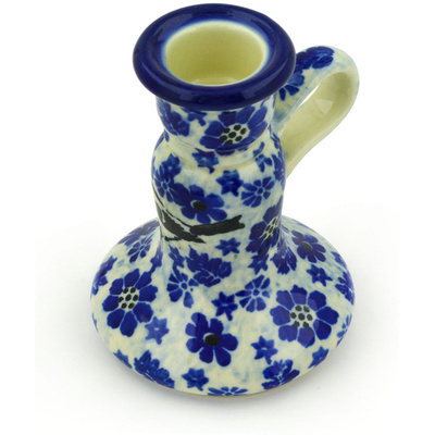 Polish Pottery Candle Holder 4&quot; Misty Bird