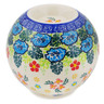 Polish Pottery Candle Holder 4&quot; Monstera Blooms UNIKAT
