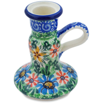 Polish Pottery Candle Holder 4&quot; Profusion UNIKAT