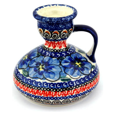 Polish Pottery Candle Holder 4&quot; Regal Bouquet UNIKAT
