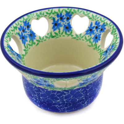 Polish Pottery Candle Holder 4&quot; Royal Blue Monarch UNIKAT