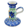 Polish Pottery Candle Holder 4&quot; Sapphire Lilies UNIKAT