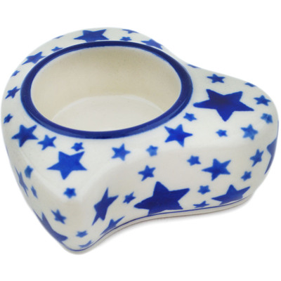 Polish Pottery Candle Holder 4&quot; Starlight