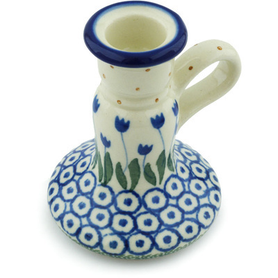 Polish Pottery Candle Holder 4&quot; Water Tulip