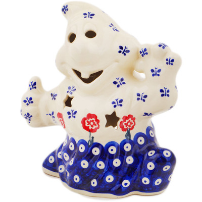 Polish Pottery Candle Holder 5&quot; Blue Eye Spring