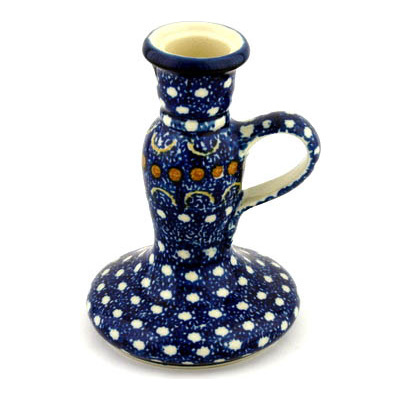 Polish Pottery Candle Holder 5&quot; Blue Horizons