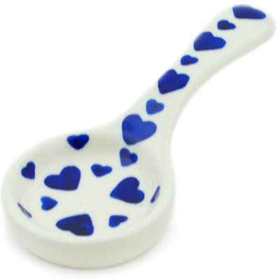 Polish Pottery Candle Holder 5&quot; Blue Valentine