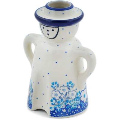 Polish Pottery Candle Holder 5&quot; Floral Animation UNIKAT