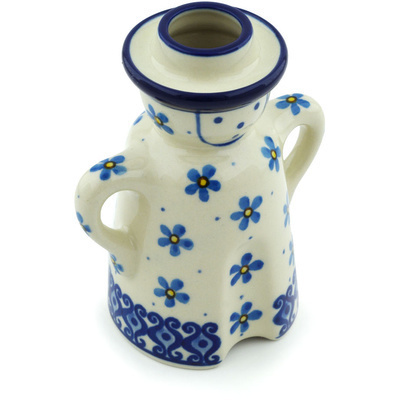 Polish Pottery Candle Holder 5&quot; Flower Doodle