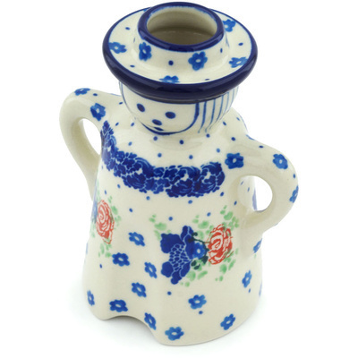 Polish Pottery Candle Holder 5&quot; Flower Passion