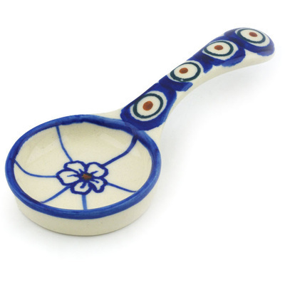 Polish Pottery Candle Holder 5&quot; Flowering Peacock