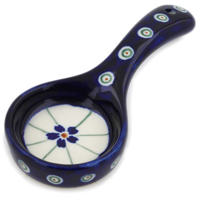 Polish Pottery Candle Holder 5&quot; Flowering Peacock