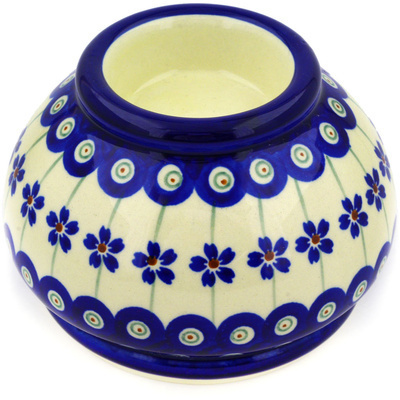 Polish Pottery Candle Holder 5&quot; Flowering Peacock