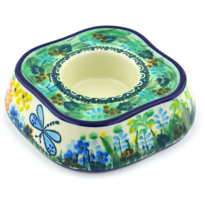 Polish Pottery Candle Holder 5&quot; Garden Delight UNIKAT