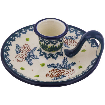 Polish Pottery Candle Holder 5&quot;