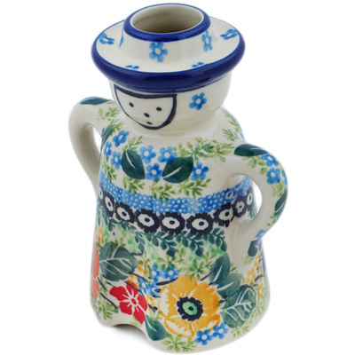 Polish Pottery Candle Holder 5&quot; Iris Meadow UNIKAT