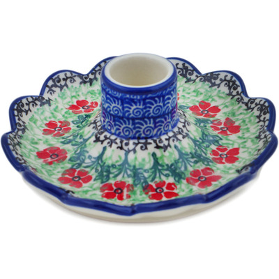 Polish Pottery Candle Holder 5&quot; Maraschino