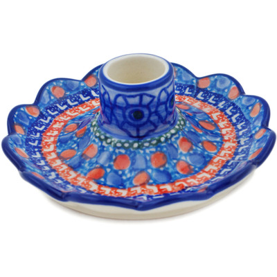 Polish Pottery Candle Holder 5&quot; Midnight Tango UNIKAT