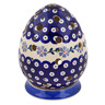 Polish Pottery Candle Holder 5&quot; Peacock Forget-me-not