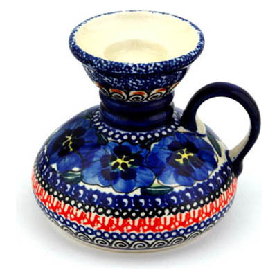 Polish Pottery Candle Holder 5&quot; Regal Bouquet UNIKAT