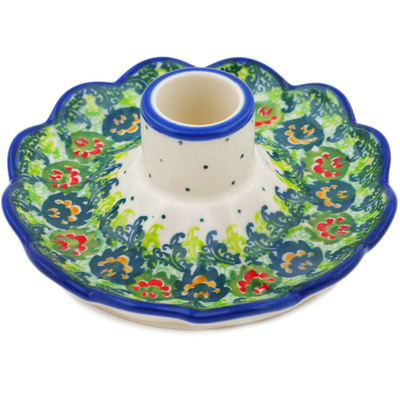 Polish Pottery Candle Holder 5&quot; Rooster&#039;s Crow UNIKAT