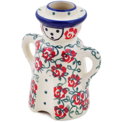 Polish Pottery Candle Holder 5&quot; Rose Vines UNIKAT
