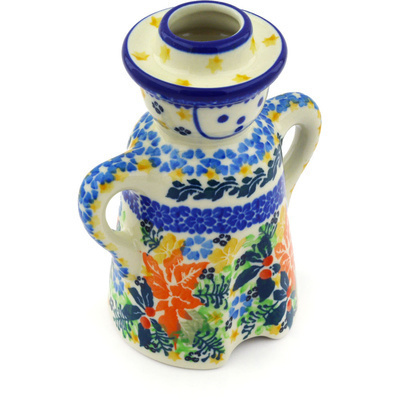 Polish Pottery Candle Holder 5&quot; Symphony UNIKAT