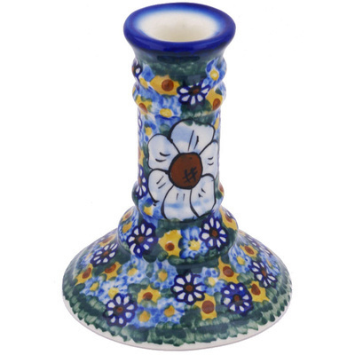 Polish Pottery Candle Holder 5&quot; UNIKAT