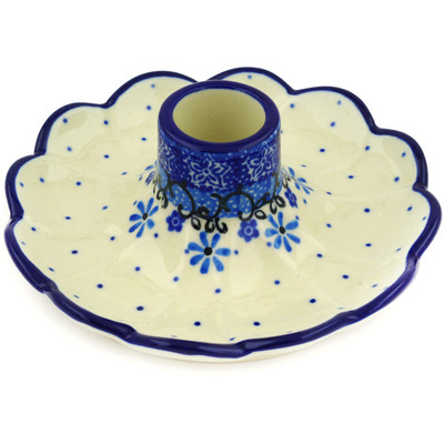 Polish Pottery Candle Holder 5&quot; Winter Star Flowers