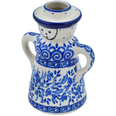 Polish Pottery Candle Holder 5&quot; Wreath Of Blue UNIKAT
