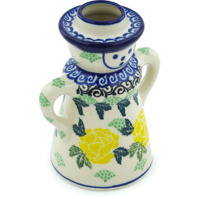 Polish Pottery Candle Holder 5&quot; Yellow Rose
