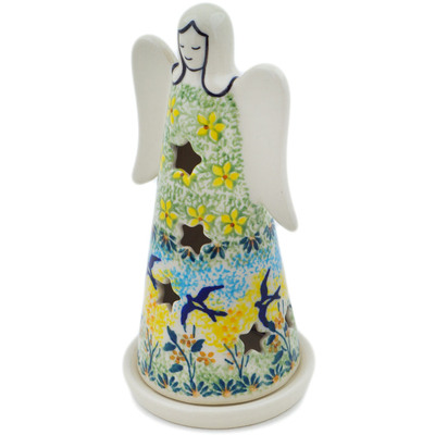 Polish Pottery Candle Holder 6&quot; Birds In The Sunset UNIKAT