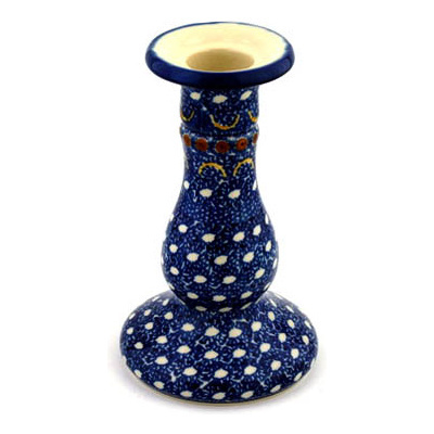Polish Pottery Candle Holder 6&quot; Blue Horizons