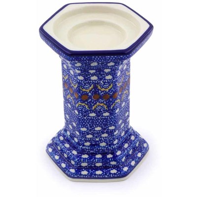 Polish Pottery Candle Holder 6&quot; Blue Horizons