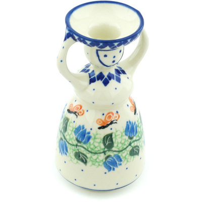 Polish Pottery Candle Holder 6&quot; Butterfly Field