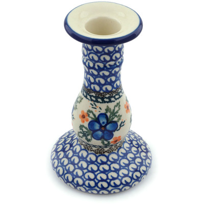 Polish Pottery Candle Holder 6&quot; Cobblestone Garden