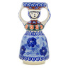 Polish Pottery Candle Holder 6&quot; Dancing Blue Poppies UNIKAT