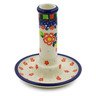 Polish Pottery Candle Holder 6&quot; Floral Puzzles UNIKAT