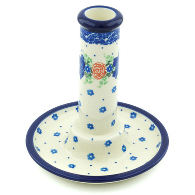 Polish Pottery Candle Holder 6&quot; Flower Passion