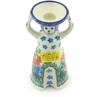 Polish Pottery Candle Holder 6&quot; Garden Delight UNIKAT